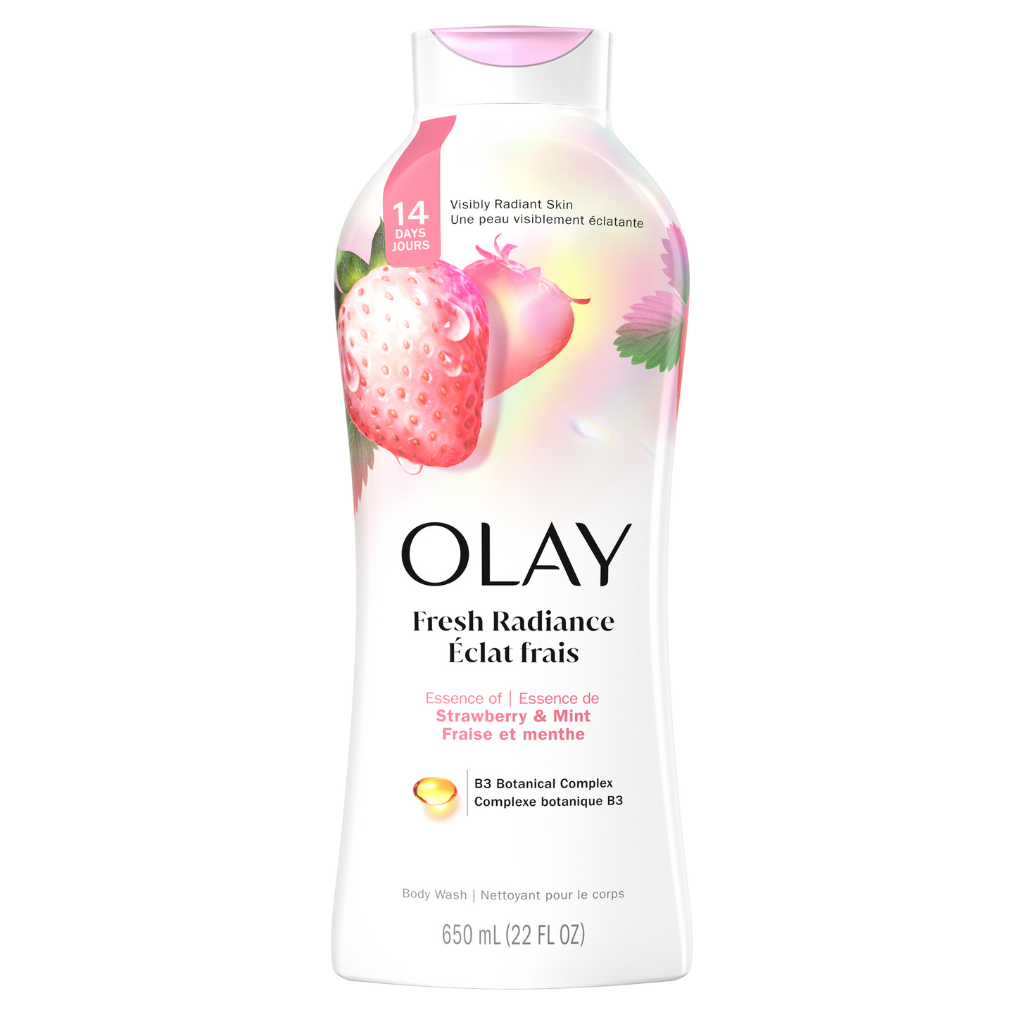 Olay Body Wash – Fresh Radiance Fraise & Menthe - 650ml
