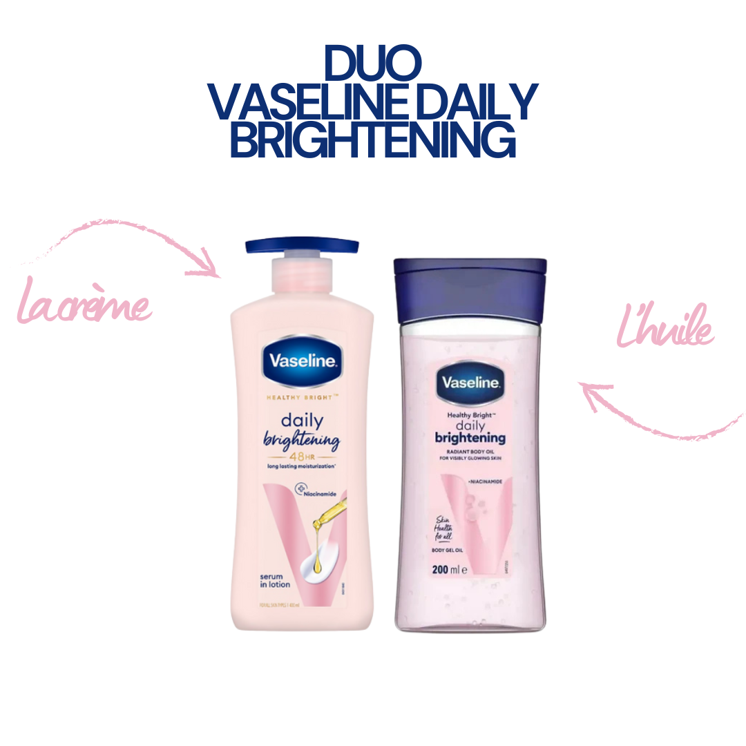 Duo Vaseline Daily Brightening – Crème & Huile Corporelle pour une Peau Lumineuse